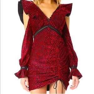 SELF-PORTRAIT Red long sleeve mini dress Sz 0